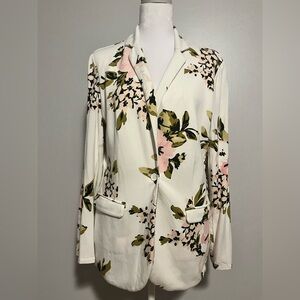 Philosophy Cream Floral Blazer with Pink & Olive Accents